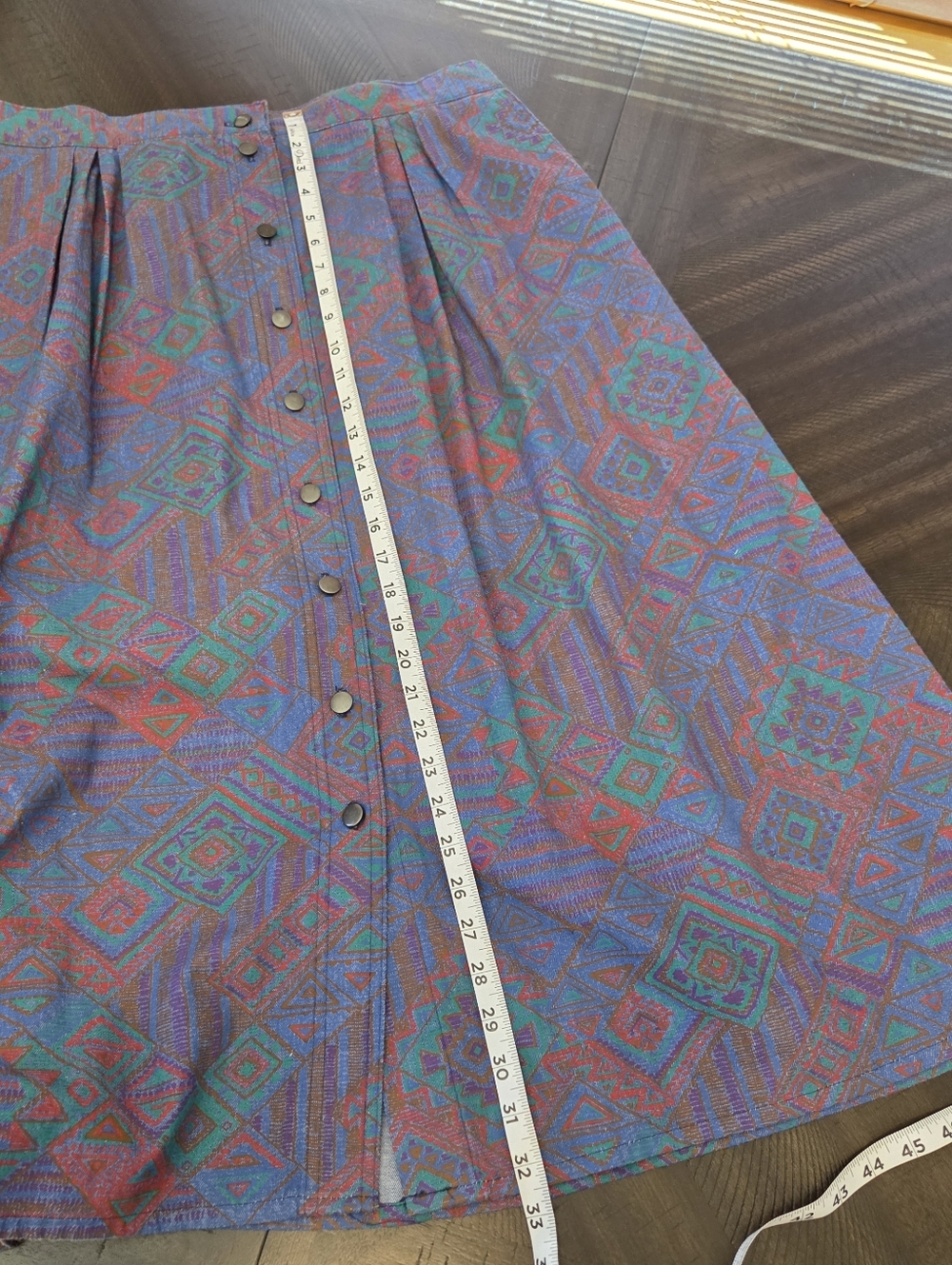 VTG Koret City Blues Southwestern Denim Midi Skirt Plus Size 20W Button Front - Picture 13 of 15